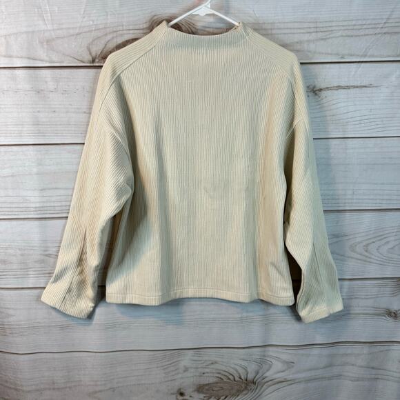 Madewell Cream Striped Jacquard Funnelneck Pullover Top Size Small - Picture 5 of 10
